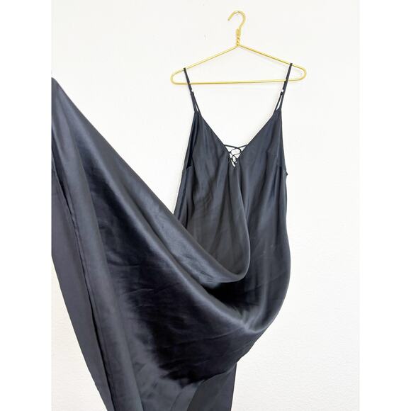 Victoria’s Secret Black Satin Butterfly Midi Slip Dress Sz Large Y2K Whimsigoth - Picture 7 of 9